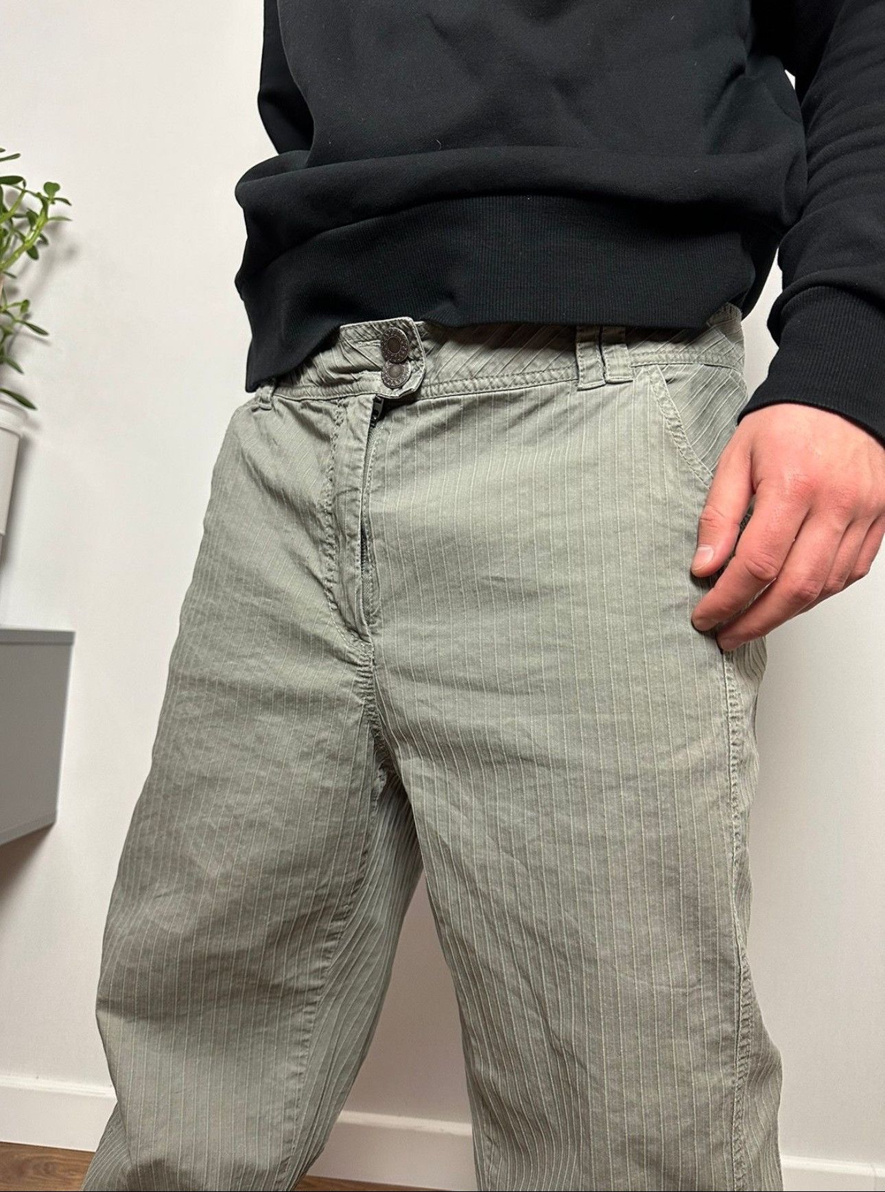 Japanese Brand × Vintage Vintage Stripped Grey Loose Pants Size US 36 / EU 52 - 3 Thumbnail