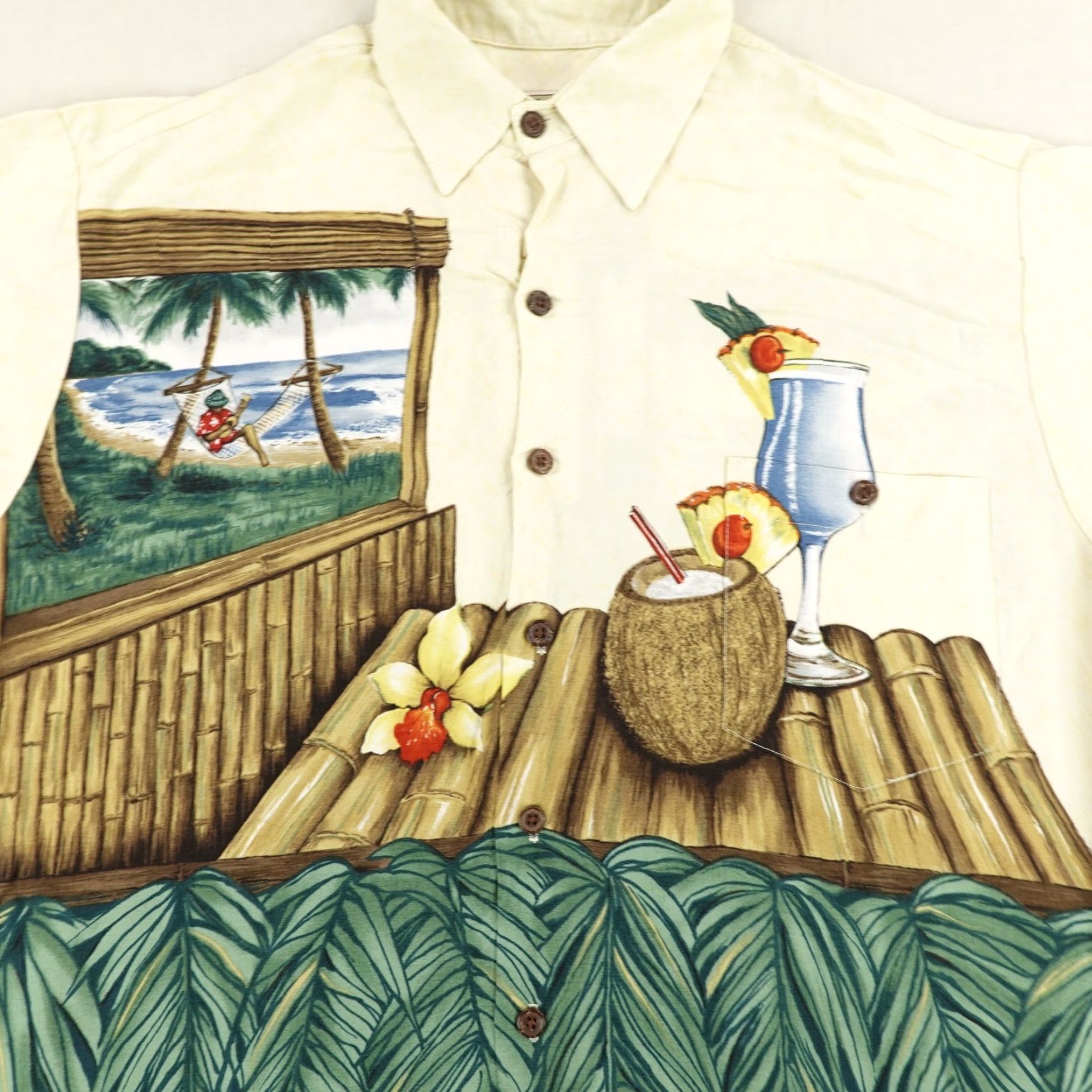Tori Richard VINTAGE Tori Richard Hawaiian Shirt Mens Large Green Graphic Print Aloha Casual Tropical Beach Size US L / EU 52-54 / 3 - 3 Thumbnail