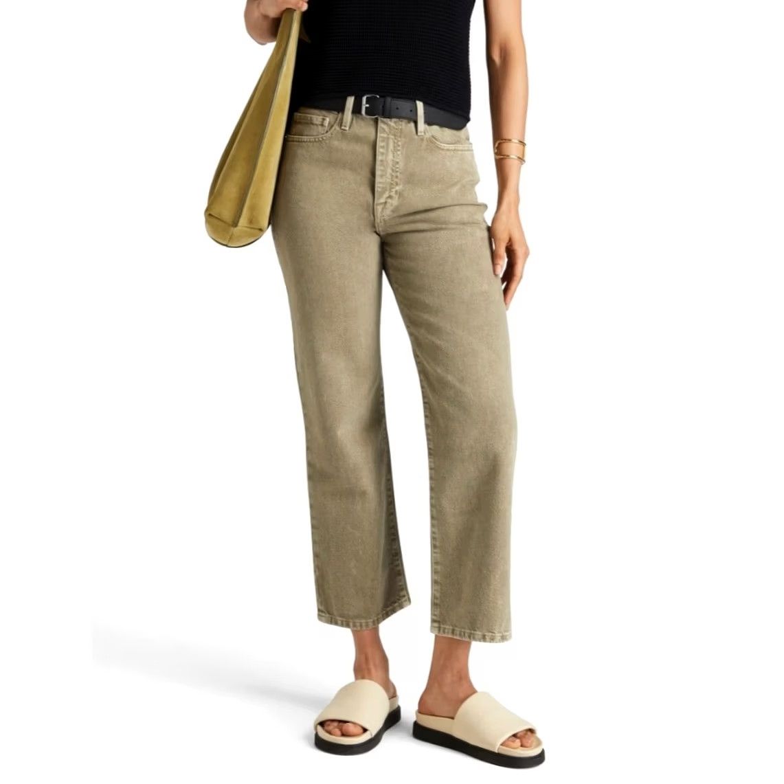 Frame FRAME Le Jane Crop Olive Green High Rise Straight Leg Jeans Women's 34 NEW Size 24" / US 00 / IT 34 - 2 Thumbnail