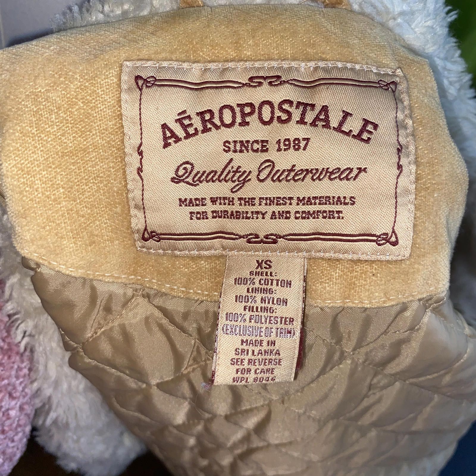 Aeropostale Y2k Khaki corduroy coat jacket fur neck XS Vintage Size XS / US 0-2 / IT 36-38 - 4 Thumbnail
