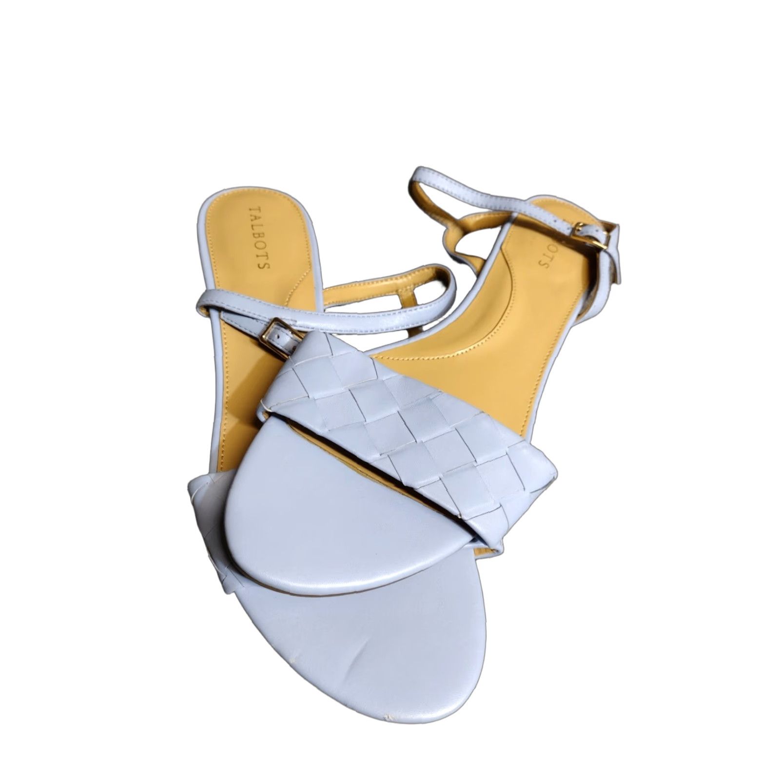 Talbots TALBOTS Capri Woven Nappa Sandals Blu Sky 10M Capri Woven Sandal Women Sky Blue Buckle Adjustable Leather Cuban Heel Shoes Size US 8 / IT 38 - 1 Thumbnail
