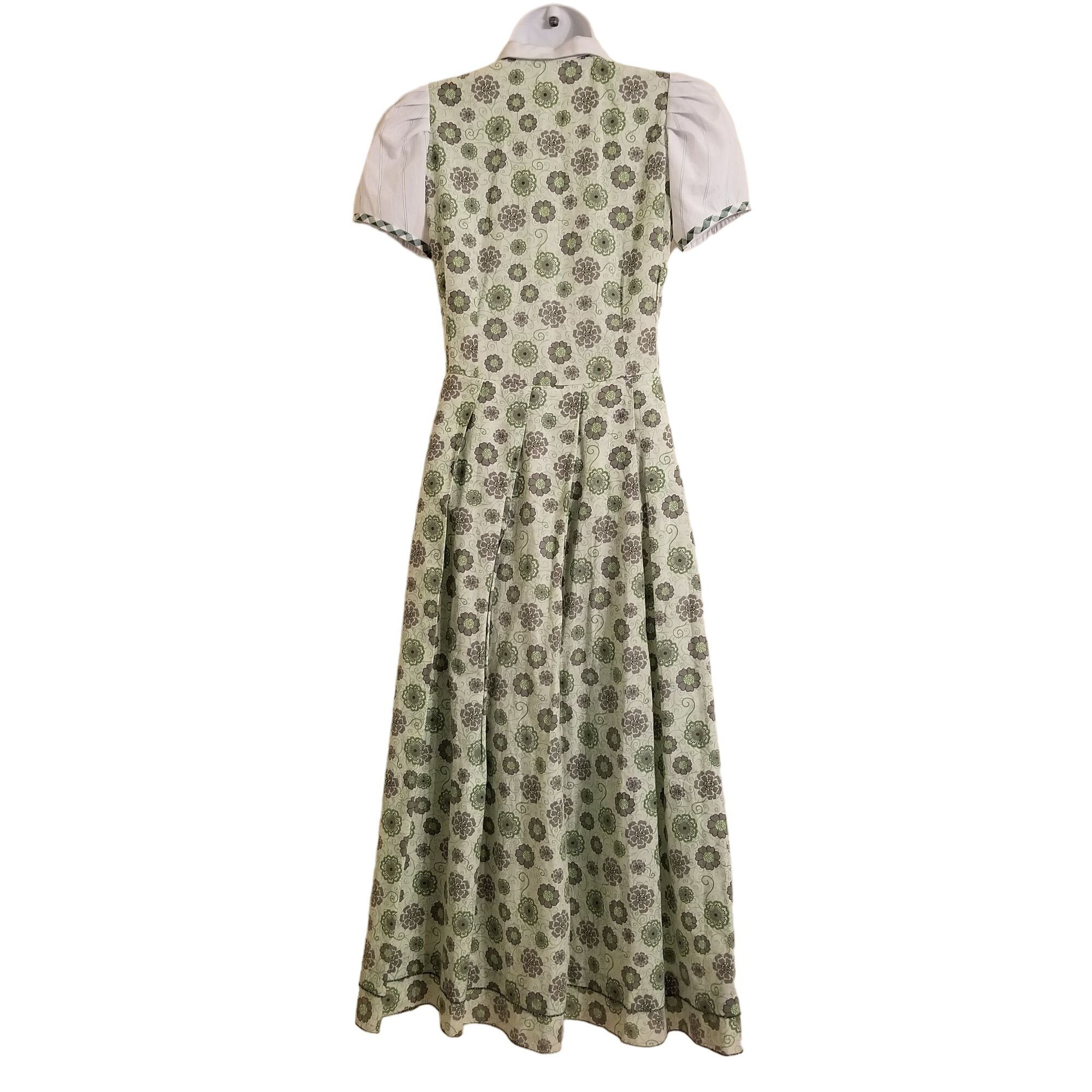 Other Homemade XS Green Floral Dress Pleated A Line Maxi Modest Co Size XS / US 0-2 / IT 36-38 - 2 Thumbnail