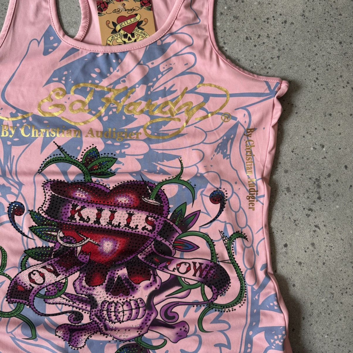 Ed Hardy Ed Hardy Y2K Vintage Love Kills Slowly Pink Tank Top Size M / US 6-8 / IT 42-44 - 4 Thumbnail