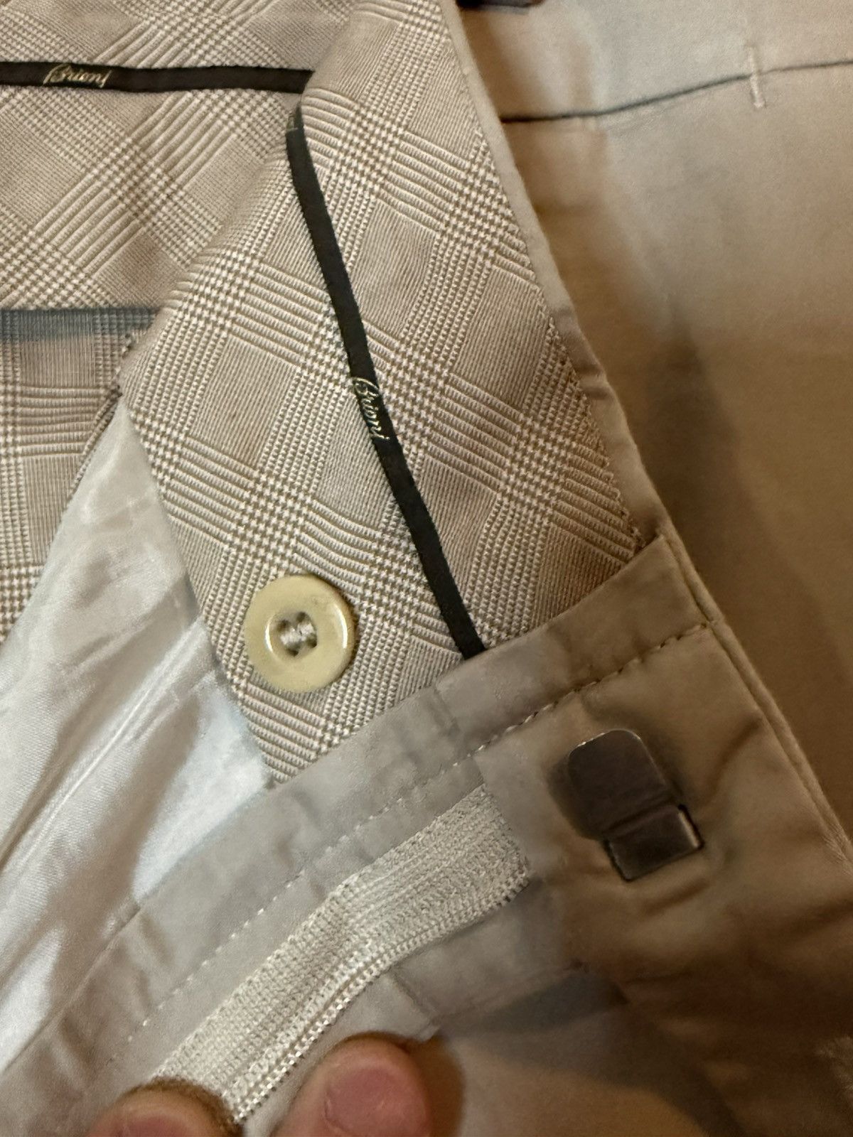 Brioni Brioni "Cortina" Luxury Dress Pants - Beige/Tan Plaid Size US 34 / EU 50 - 5 Thumbnail