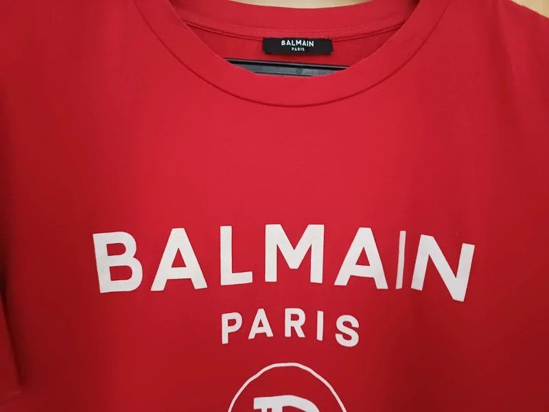 Balmain Original Balmain Paris Men's T-Shirt - Bright Red, Size L Size US L / EU 52-54 / 3 - 3 Thumbnail