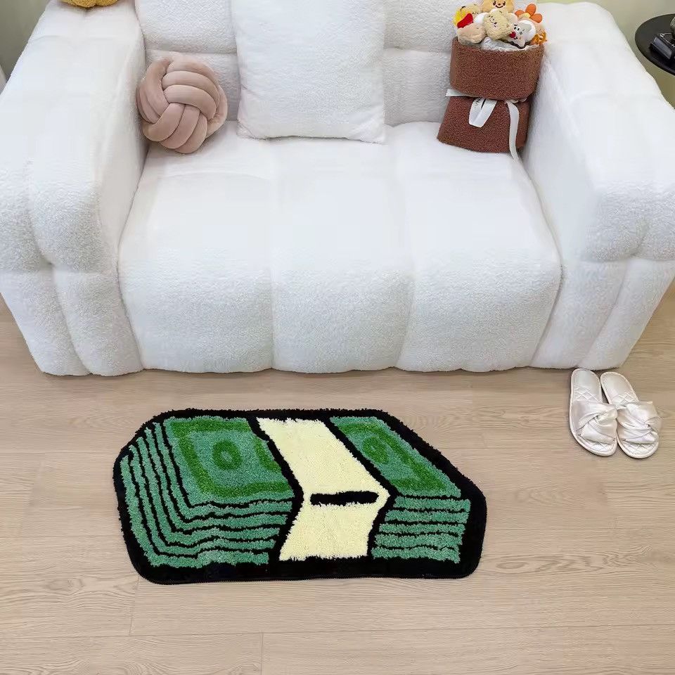 Japanese Brand 80 X 40 cm Cartoon Dollar Green Tufted Rug Size ONE SIZE - 2 Thumbnail