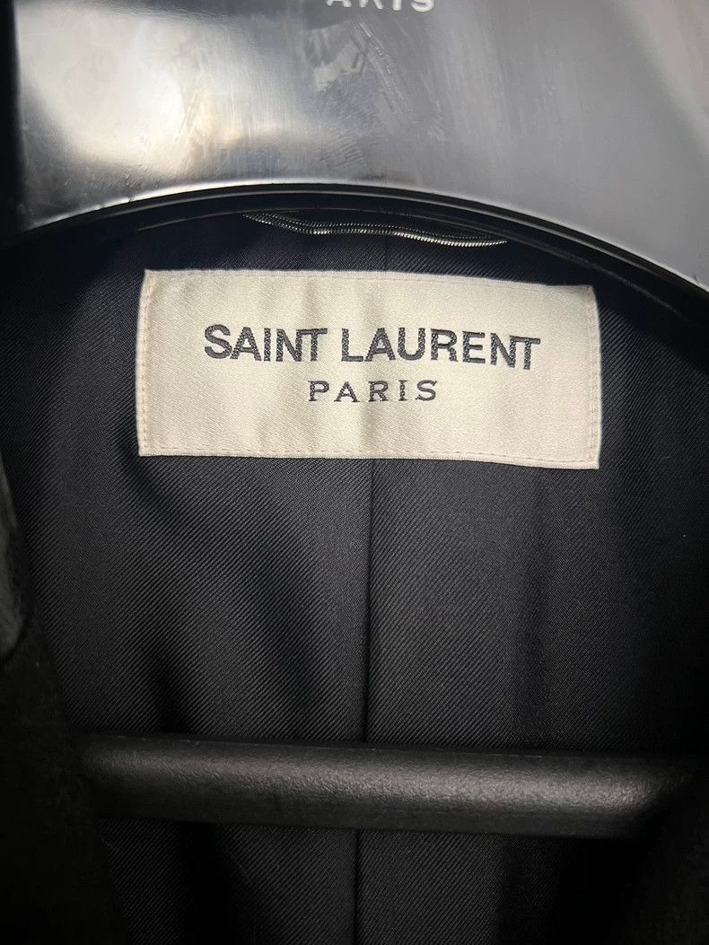 Saint Laurent Paris Black Wool Coat with Shearling Collar-2506 Size US L / EU 52-54 / 3 - 3 Thumbnail