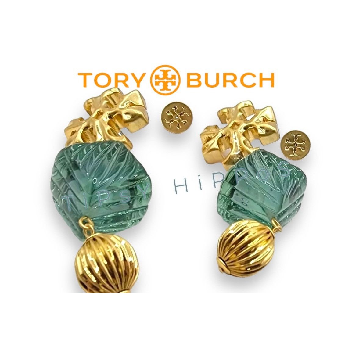 Tory Burch Tory Burch Earrings - Gold & Aqua Dangle Size ONE SIZE - 3 Thumbnail
