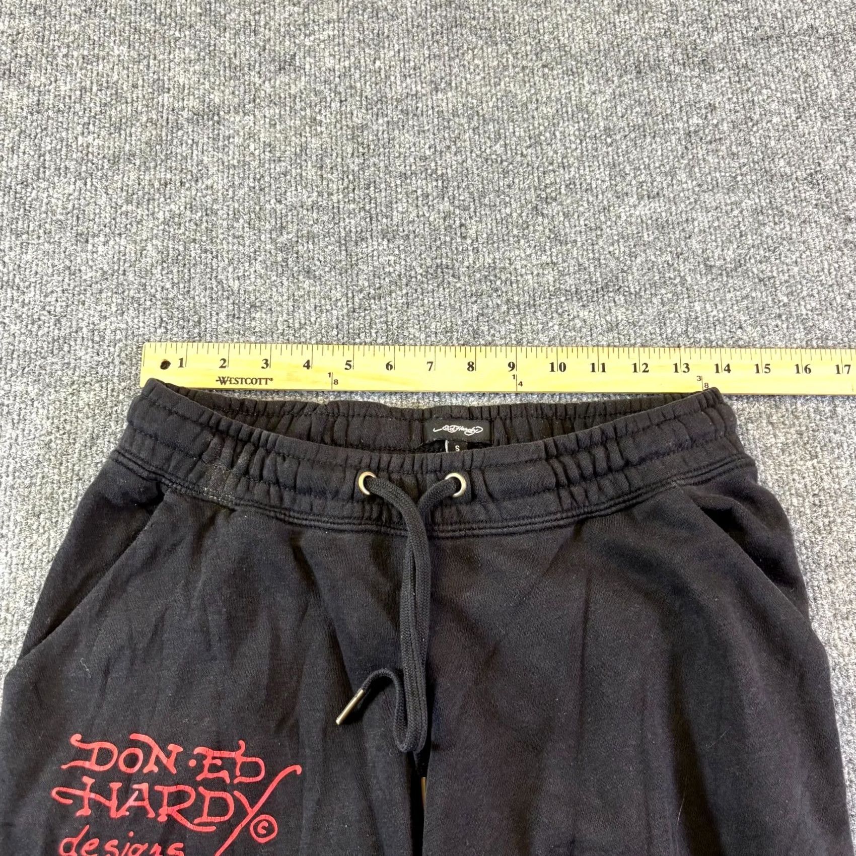 Ed Hardy VINTAGE Ed Hardy SweatPants Womens Small Black Graphic Fleece Drawstring Wide Leg Size 28" / US 6 / IT 42 - 3 Thumbnail