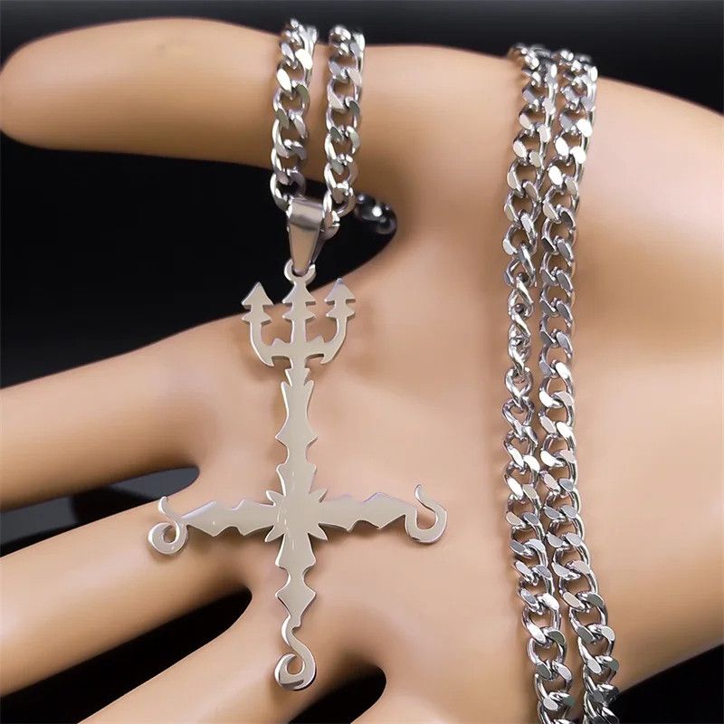Jewelry 666 Satan Inverted Cross Trident Demonic Pendant Talisman Size ONE SIZE - 4 Thumbnail
