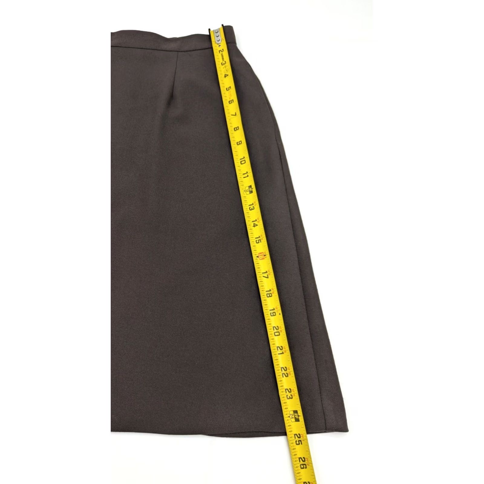 Orvis Orvis Skirt Women 10P Pleated Knee Length Wool-Look Polyester Tweed Brown 90s Vintage Rise Mid Elastic Slit Button 29x25 Size 32" / US 10 / IT 46 - 7 Thumbnail
