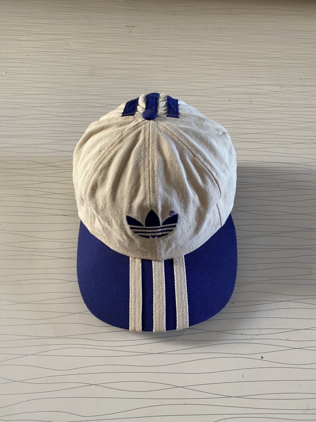 Adidas Vintage Adidas White Blue Cap Hat Size ONE SIZE - 2 Thumbnail