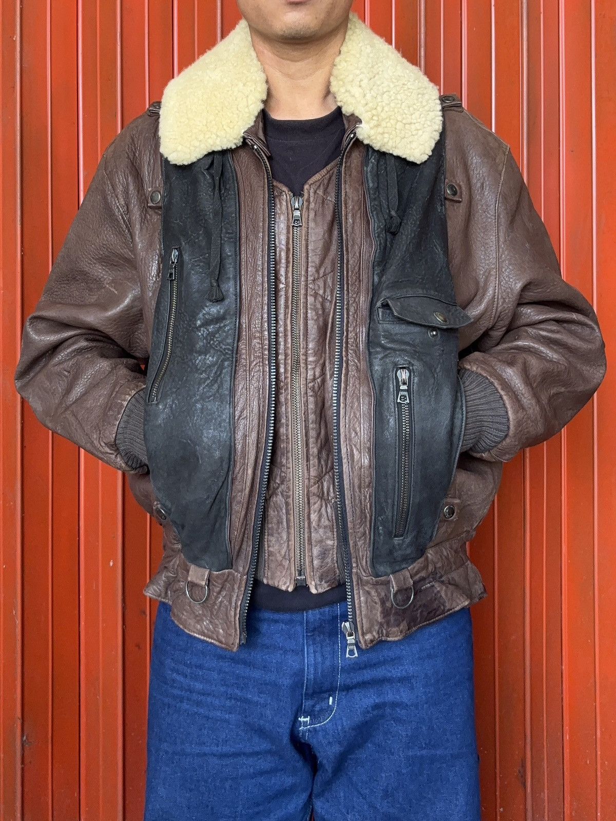 Marithe + Francois Girbaud 1980s Millesimes Shearling Leather Bomber Jacket Size US L / EU 52-54 / 3 - 2 Thumbnail