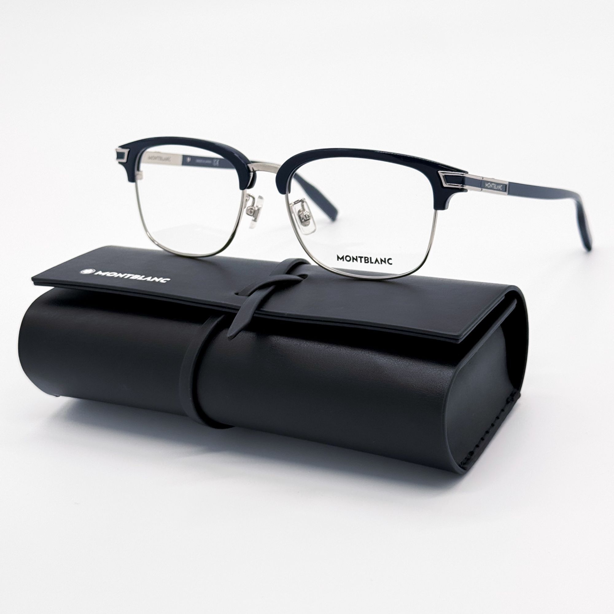 Montblanc NEW MONTBLANC EYEGLASSES MB0043O 007 BLUE SILVER MEN EYEWEAR Size ONE SIZE - 1 Thumbnail