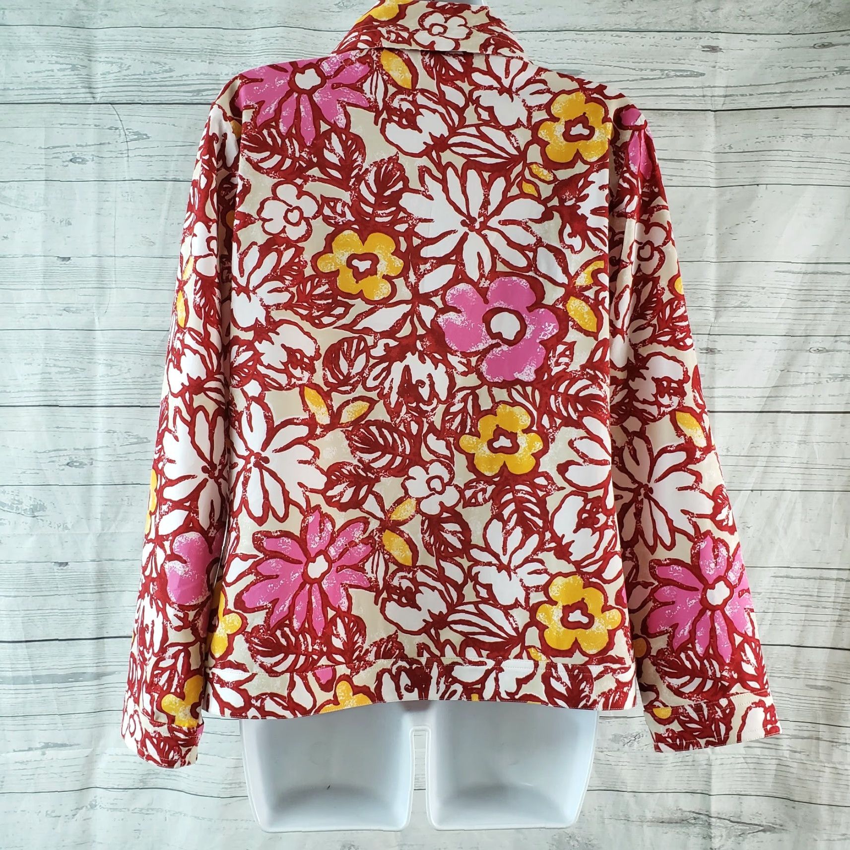 Vintage Chicos Zenergy Womens Jacket Sz Small Red Floral Long Sleeve Zip Size S / US 4 / IT 40 - 4 Thumbnail