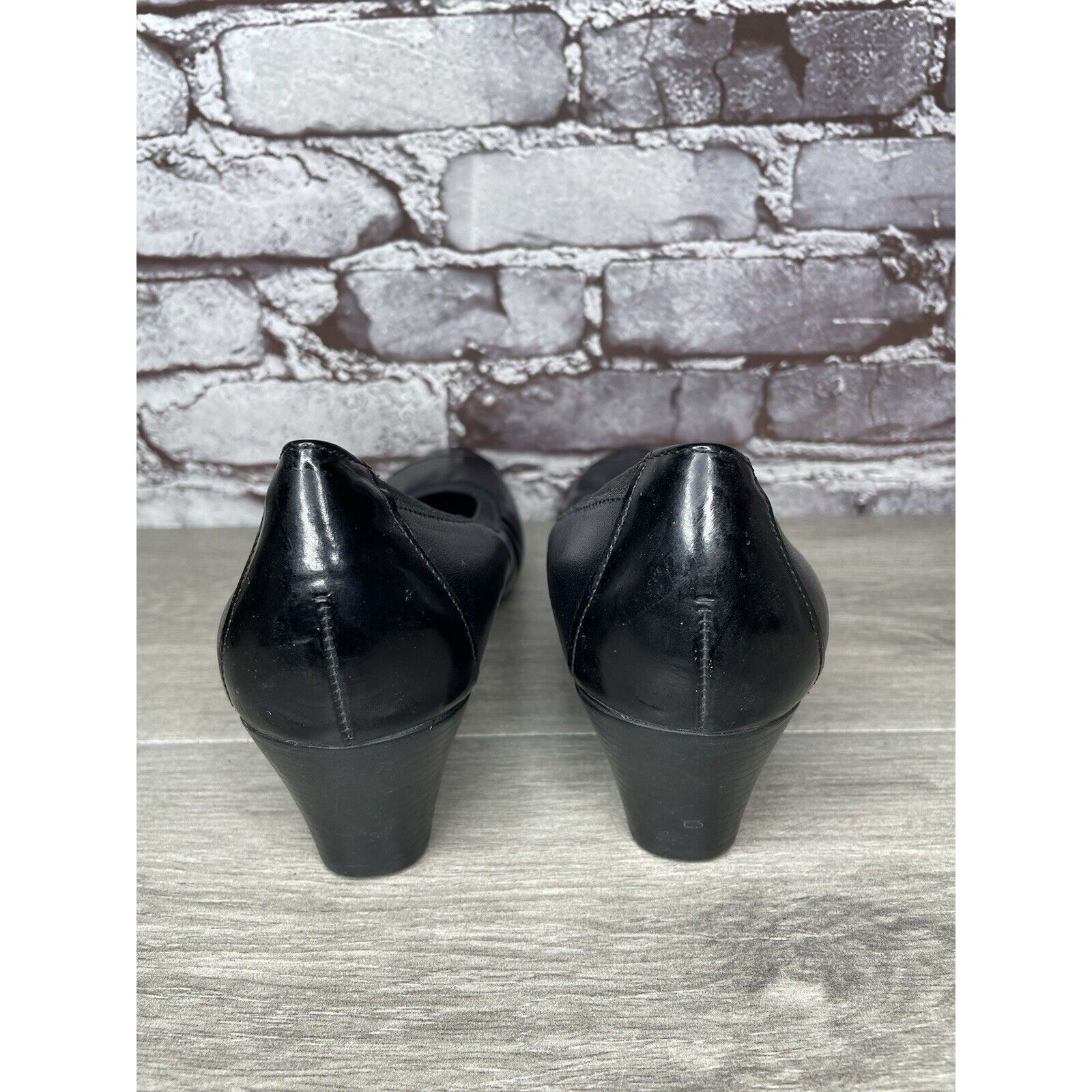 Other Munro American Black Leather Cap Toe Elastic Comfort Heels W Size US 11.5 / IT 41.5 - 10 Thumbnail
