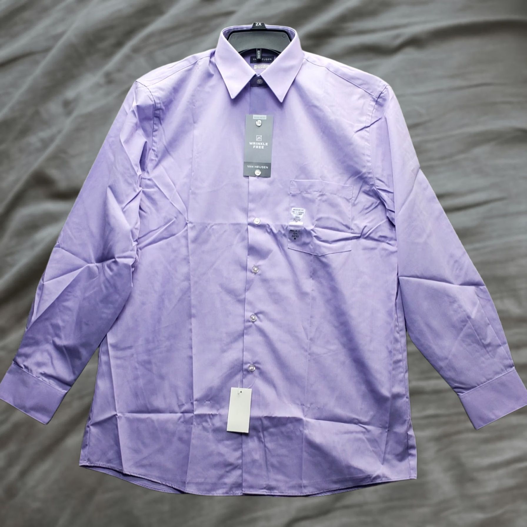 Van Heusen Van Heusen Dress Shirt Men M Purple Regular Button-Down Wrinkle Free 15.5 Neck Long Sleeve Solid Shirt Mens Size 40R - 1 Thumbnail