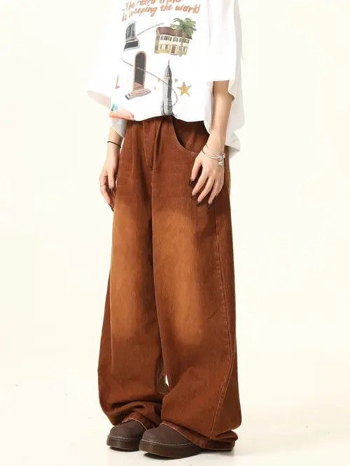 VIBE Brown Wide Leg Denim Jeans Size US 30 / EU 46 - 1 Thumbnail
