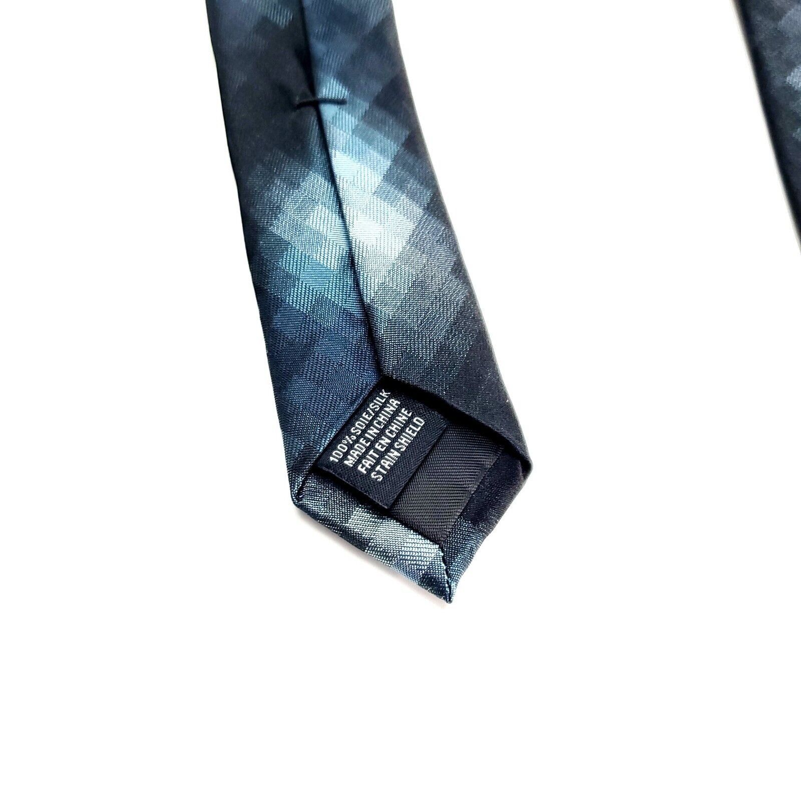 Van Heusen Van Heusen Studio Silk Tie Print Gray Blue Gradient Skinny Size ONE SIZE - 4 Thumbnail