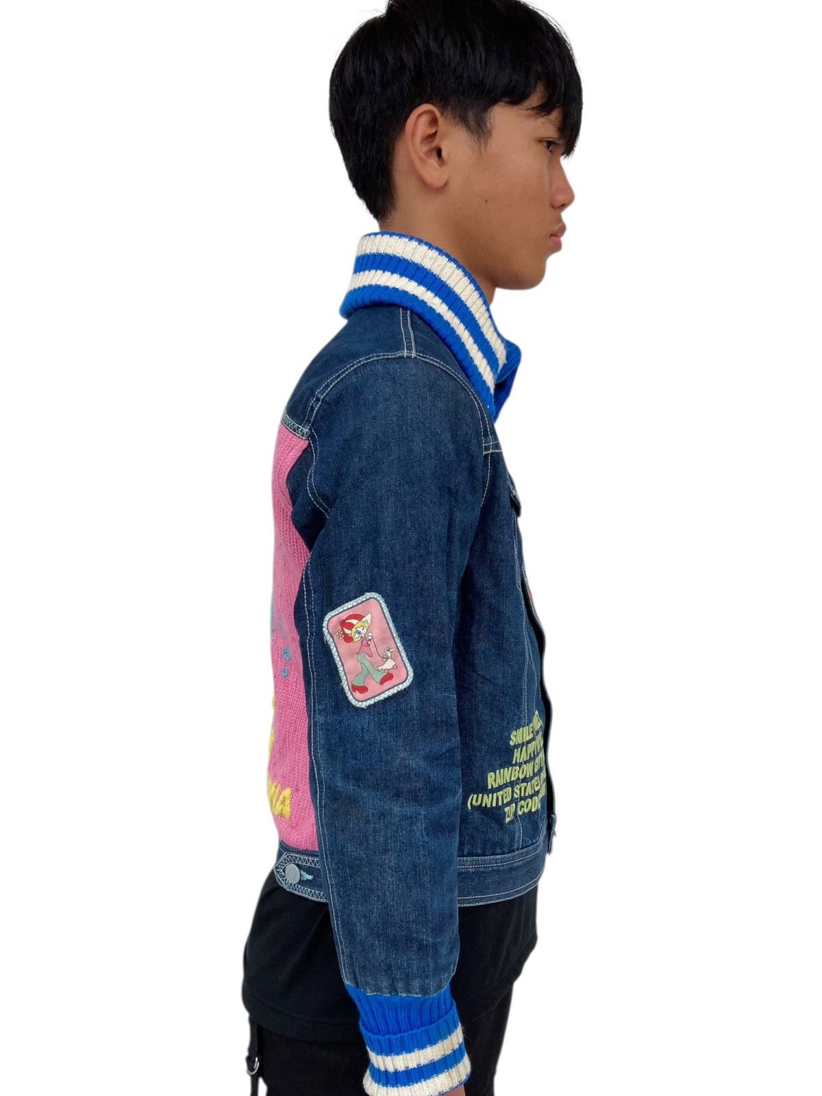 Angel Blue 2000s Angel Blue - Hybrid Knitted & Denim Jacket Size L / US 10 / IT 46 - 6 Thumbnail