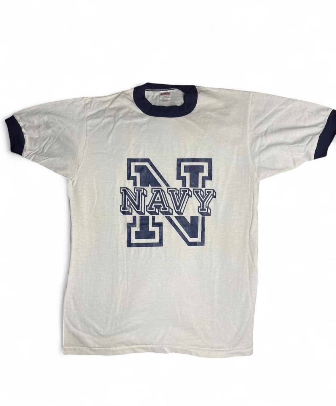 Soffe Vtg 90s SOFFE US NAVY RingerTee Single Stitch Made in USA M Size US L / EU 52-54 / 3 - 1 Thumbnail