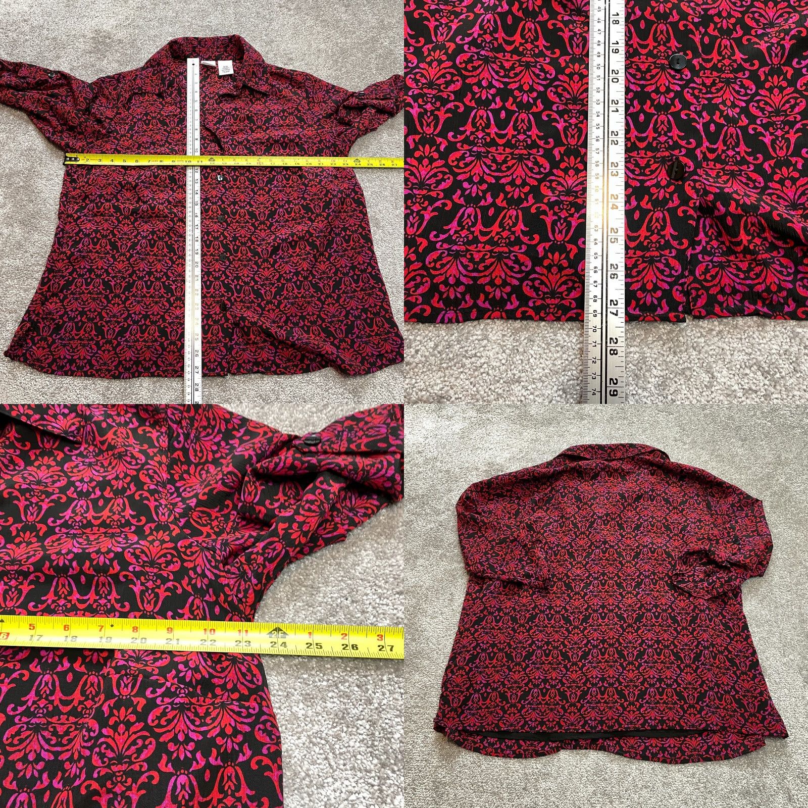Vintage JMS Just My Size Button-Up Shirt womens 18W Red Roll Tab Sleeve Blouse Floral Size XXL / US 16-18 / IT 52-54 - 8 Thumbnail