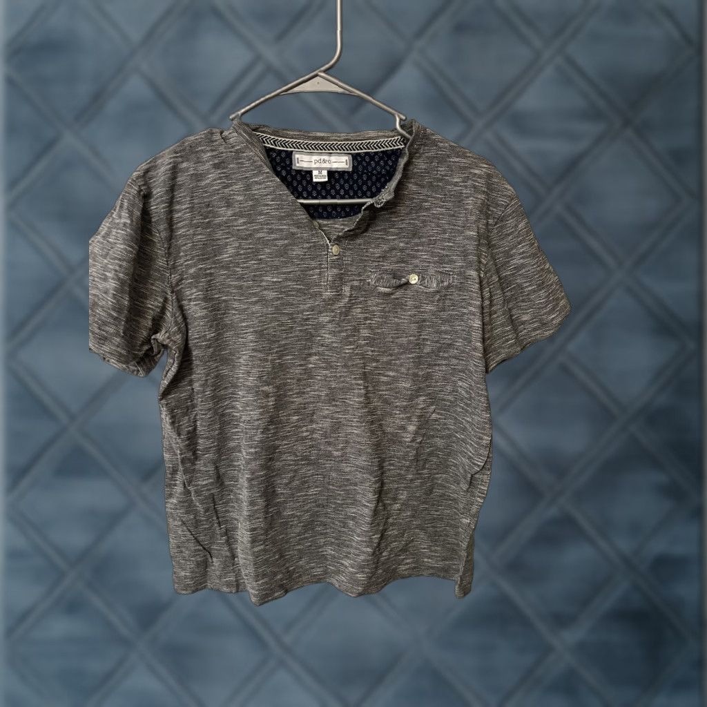 Denime PDC Paper Denim Cloth Gray Short Sleeve Knit Shirt Mens Medium Stretch Cotton Size US M / EU 48-50 / 2 - 1 Thumbnail