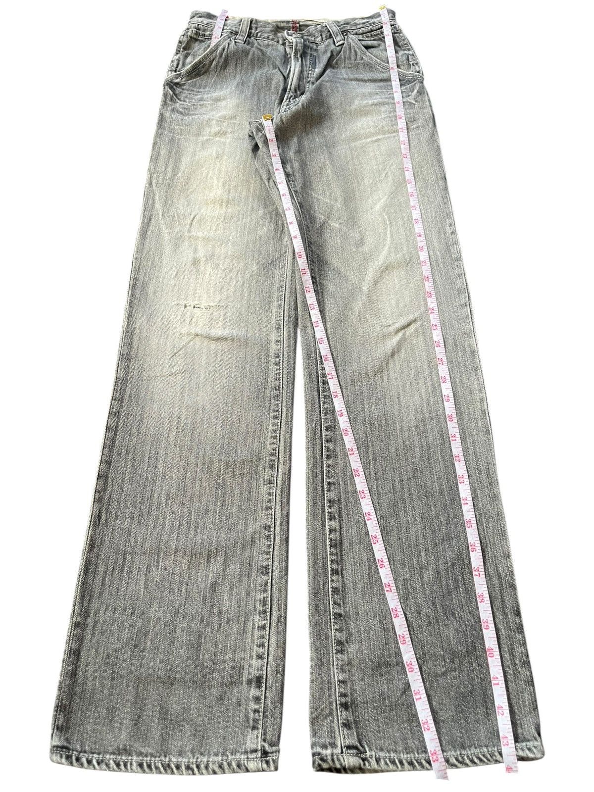Edwin Vintage Japanese Brand Charcoal Wash Distress Loose Jeans Size 27" / US 4 / IT 40 - 7 Thumbnail