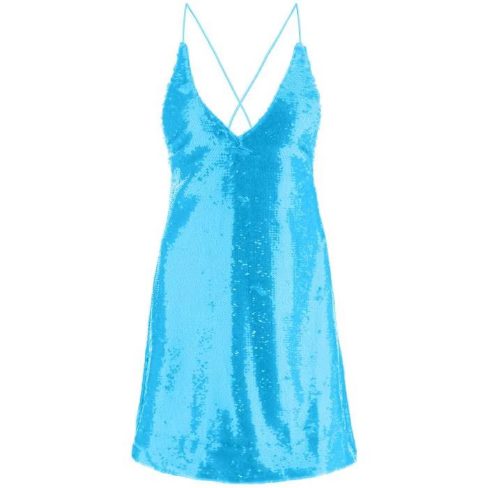 image of Ganni O1S22I1N0524 Sequined Mini Dress In Light Blue, Women's (Size Small)