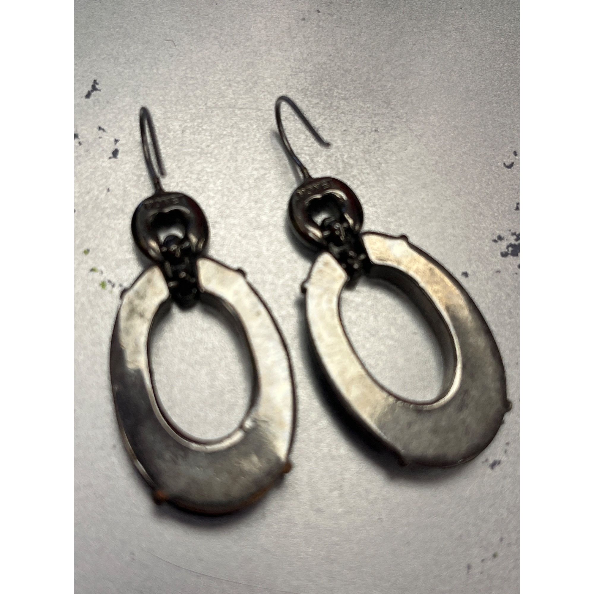 Monet Monet VTG black oval dangle rhinestone silver toned earrings Size ONE SIZE - 5 Thumbnail