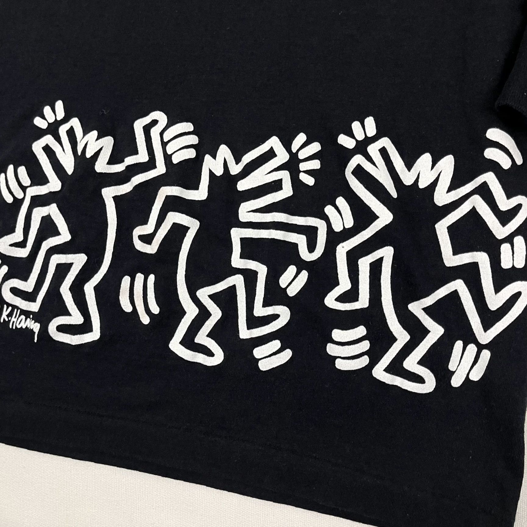 Anvil VINTAGE Keith Haring Shirt Mens M/L Black Dancing Dogs Graphic Wrap Around Anvil 90s Size US M / EU 48-50 / 2 - 2 Thumbnail
