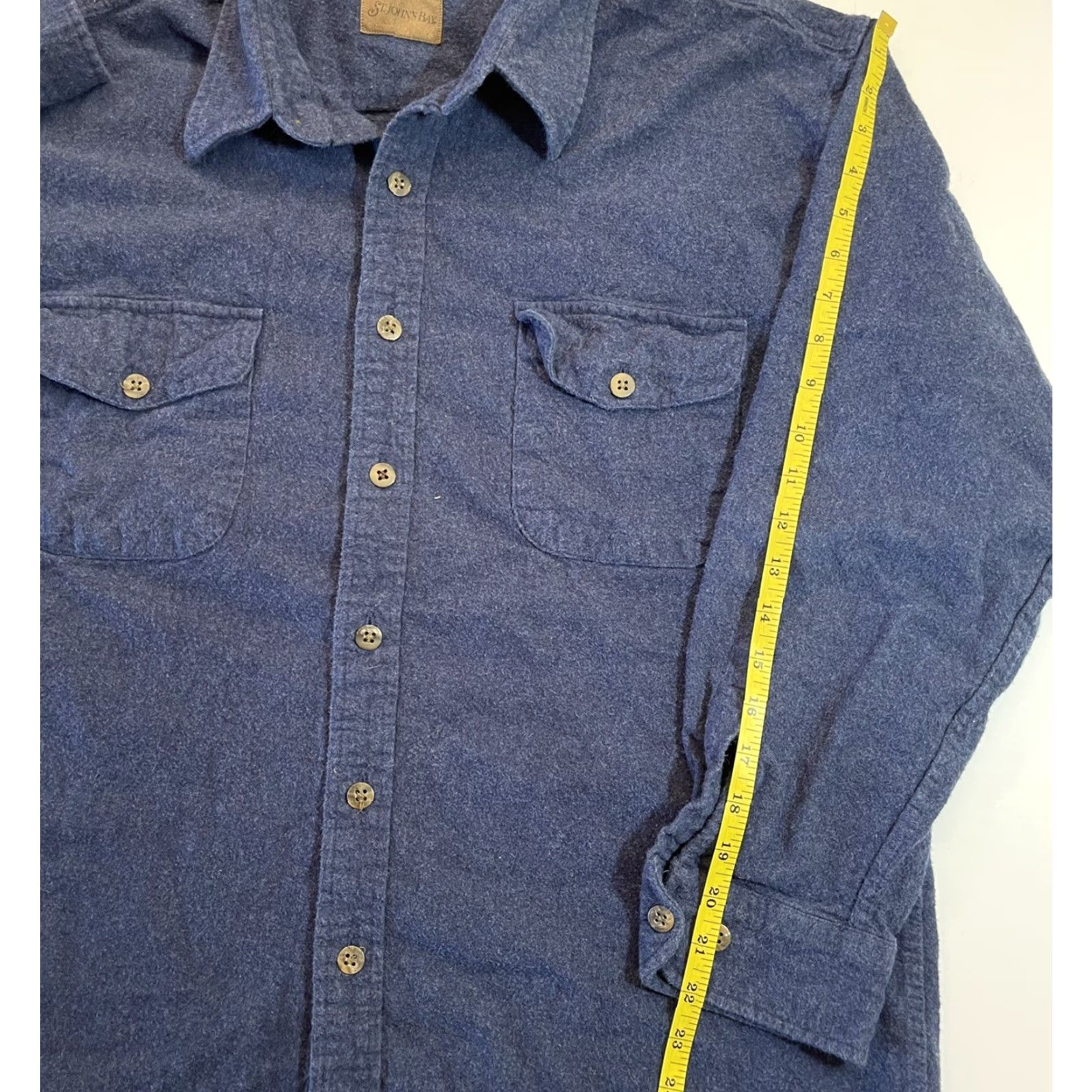 Vintage VINTAGE St. John's Bay Shirt Men XL Flannel Button-Up 90s Outdoor Blue Cotton Long Sleeve Shirt Mens Size US XL / EU 56 / 4 - 7 Thumbnail