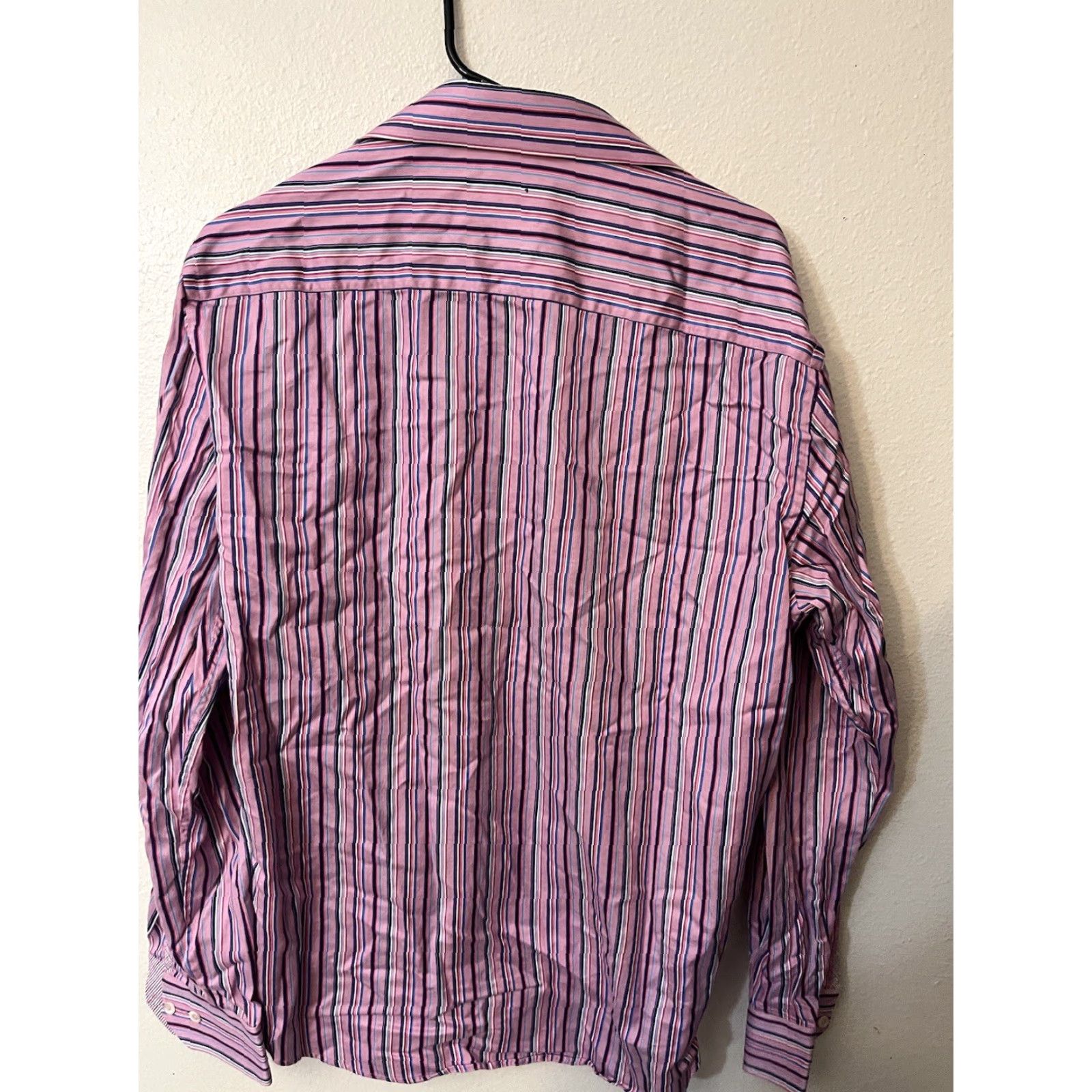 BUGATCHI BUGATCHI Shirt L Classic Fit White Pink Striped Button-Up Long Sleeve Cotton Mens Size US L / EU 52-54 / 3 - 2 Thumbnail