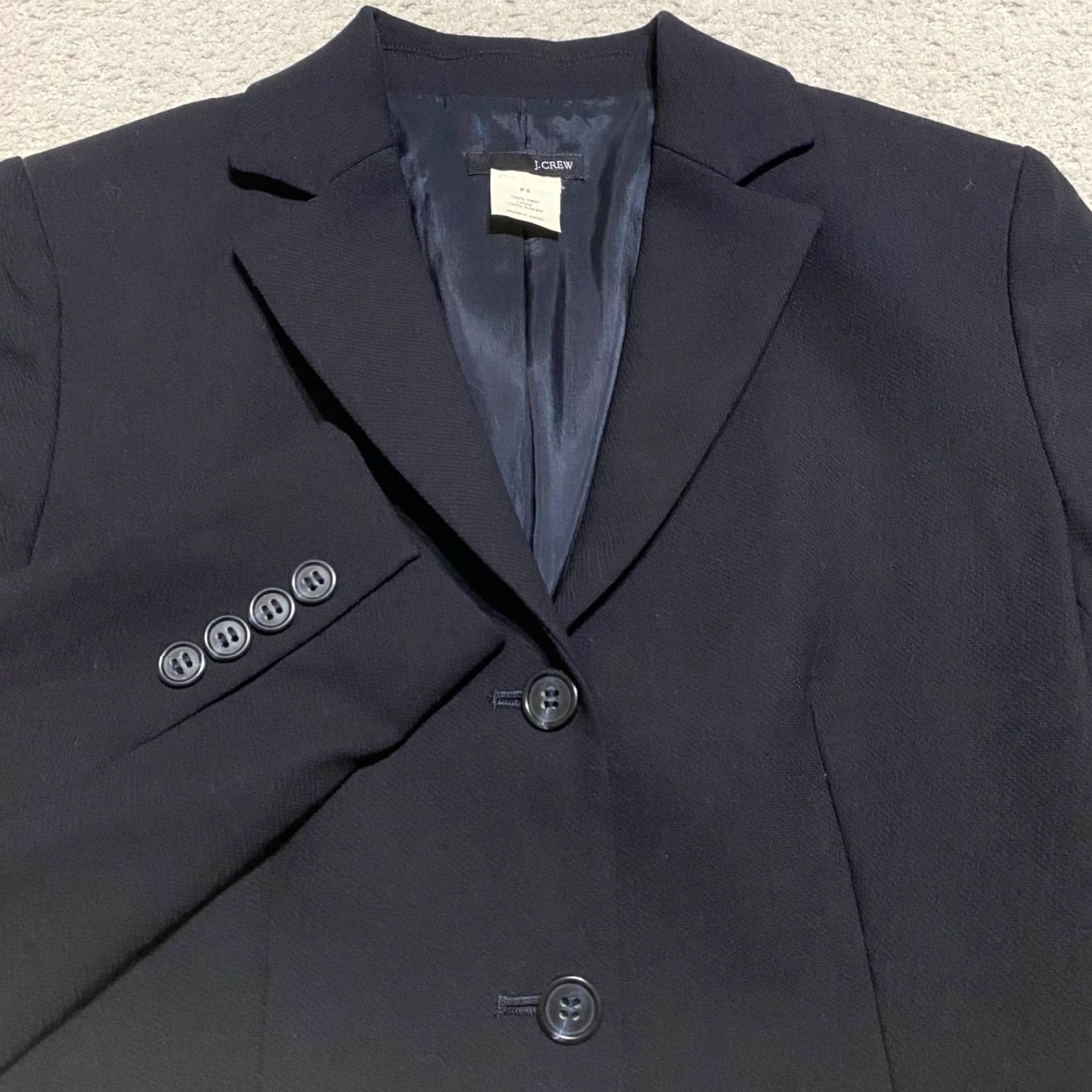 J.Crew J.CREW Blazer Womens Jacket 0 Blue Wool Long Sleeve Button Lined Office Fall Winter Spring Size XS / US 0-2 / IT 36-38 - 3 Thumbnail