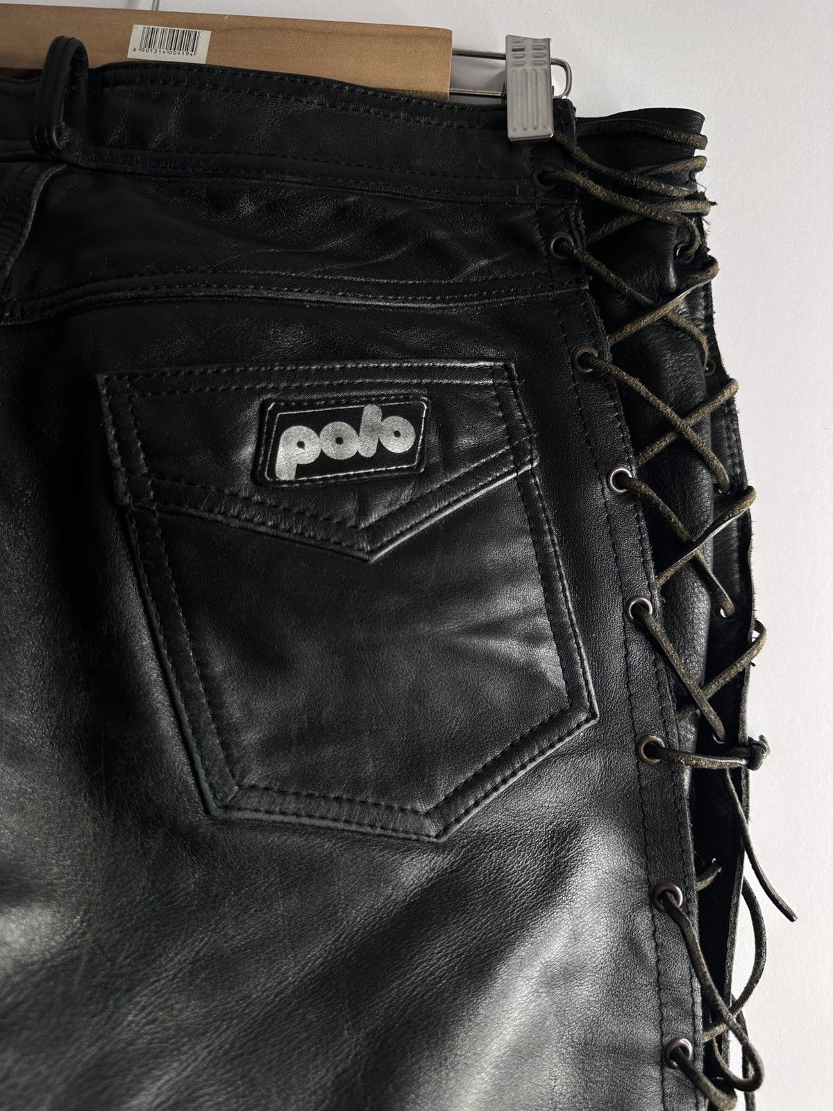 Other Vintage Polo Heavy Leather Lace-Up Pants Black size 38 Size 27" / US 4 / IT 40 - 8 Thumbnail