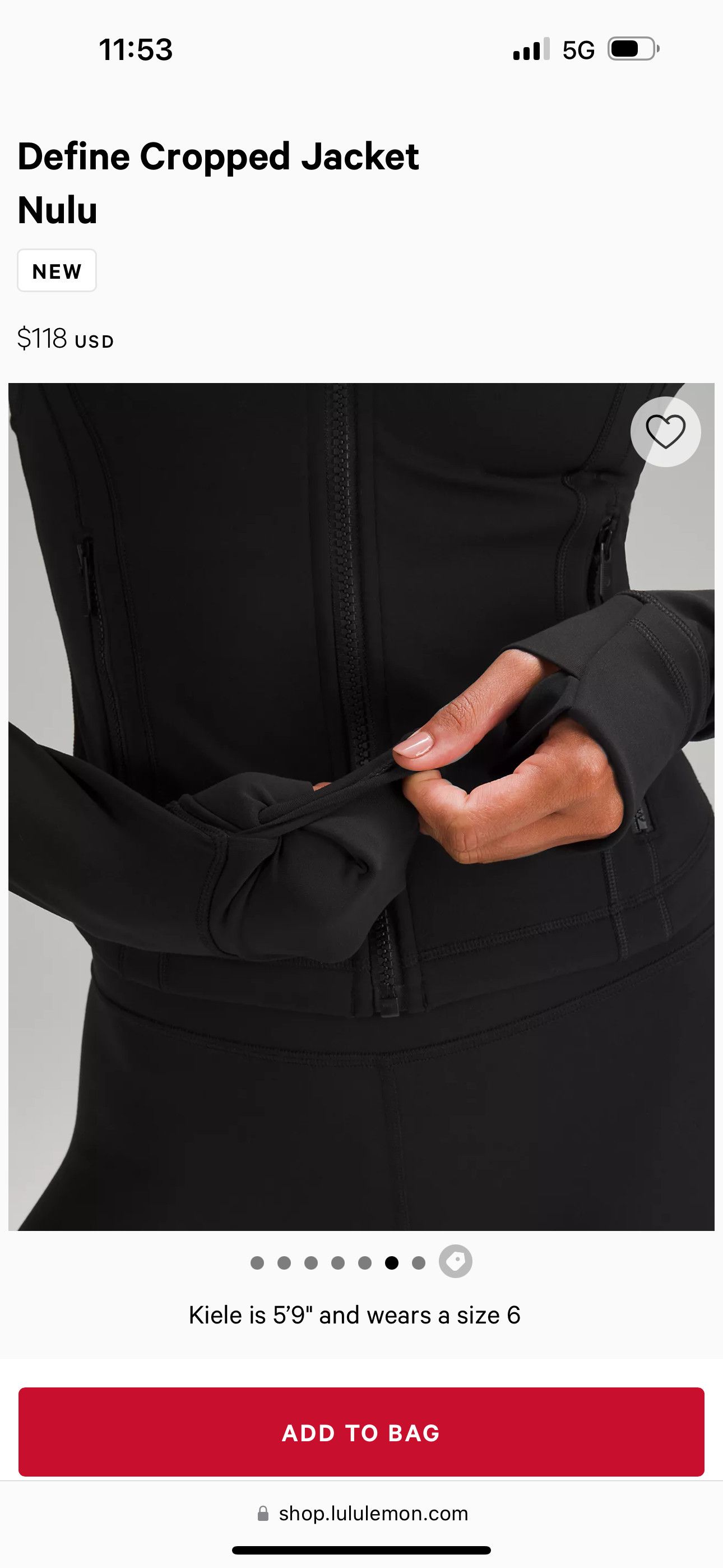 Lululemon Defined Cropped Jacket Nulu Size L / US 10 / IT 46 - 6 Thumbnail