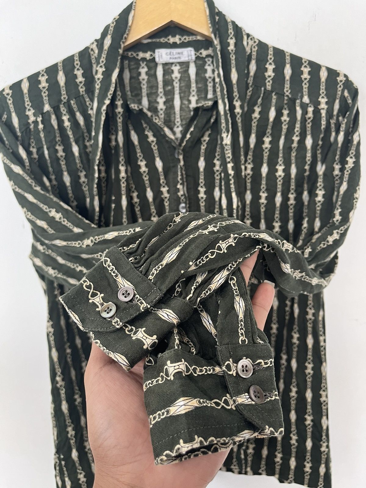 Celine Celine Paris Monogram Vintage 90’s shirt Buttom Up Size L / US 10 / IT 46 - 5 Thumbnail