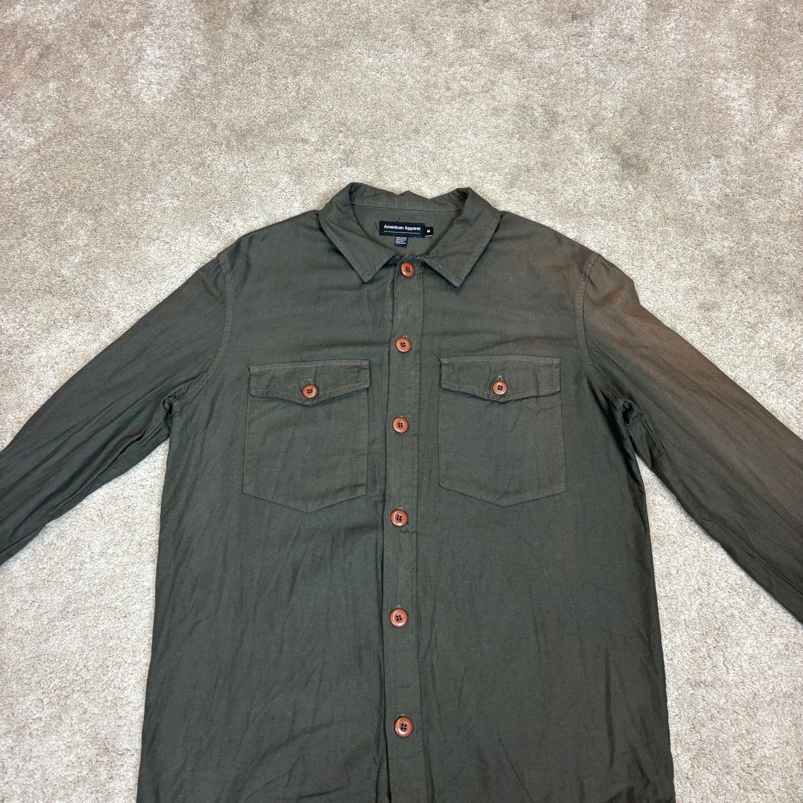American Apparel Vintage American Apparel Army Green Button Up Shirt M Size US M / EU 48-50 / 2 - 2 Thumbnail