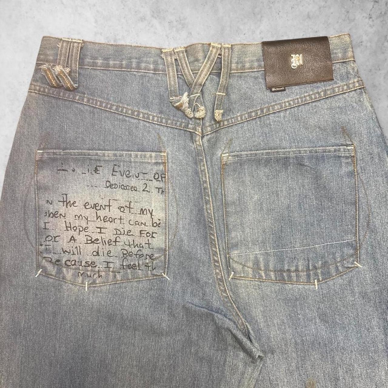 Makaveli VTG Makaveli Tupac 2Pac 90s Hip Hop Wide Leg Denim Poem Size US 33 - 4 Thumbnail