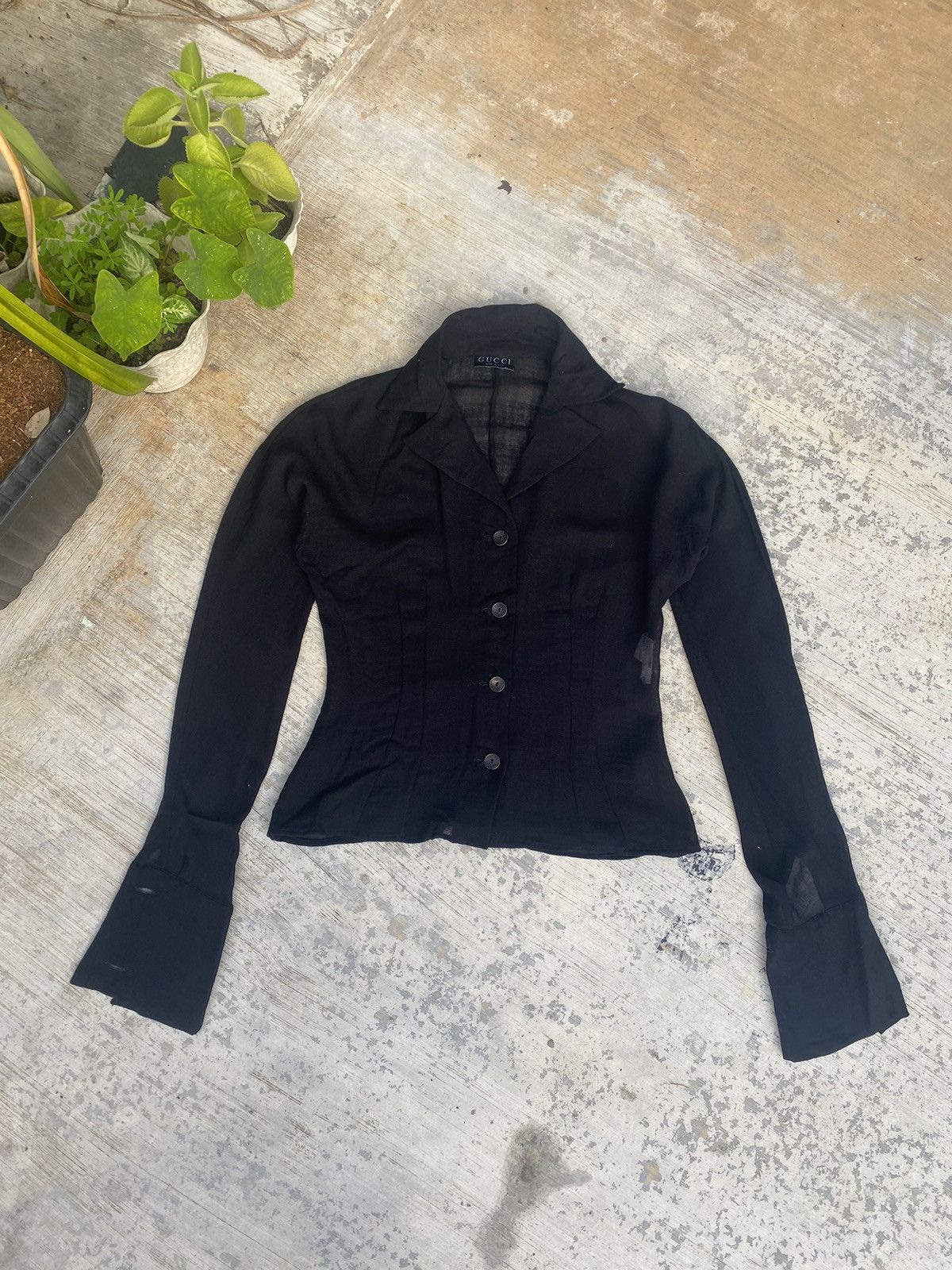Gucci Vintage Gucci Lana Wool Cropped Shirt Size S / US 4 / IT 40 - 2 Thumbnail