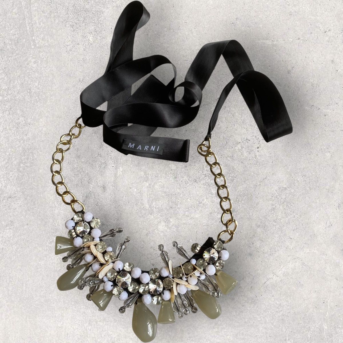 Marni Marni Crystal & Ribbon Collar Necklace Size ONE SIZE - 1 Thumbnail
