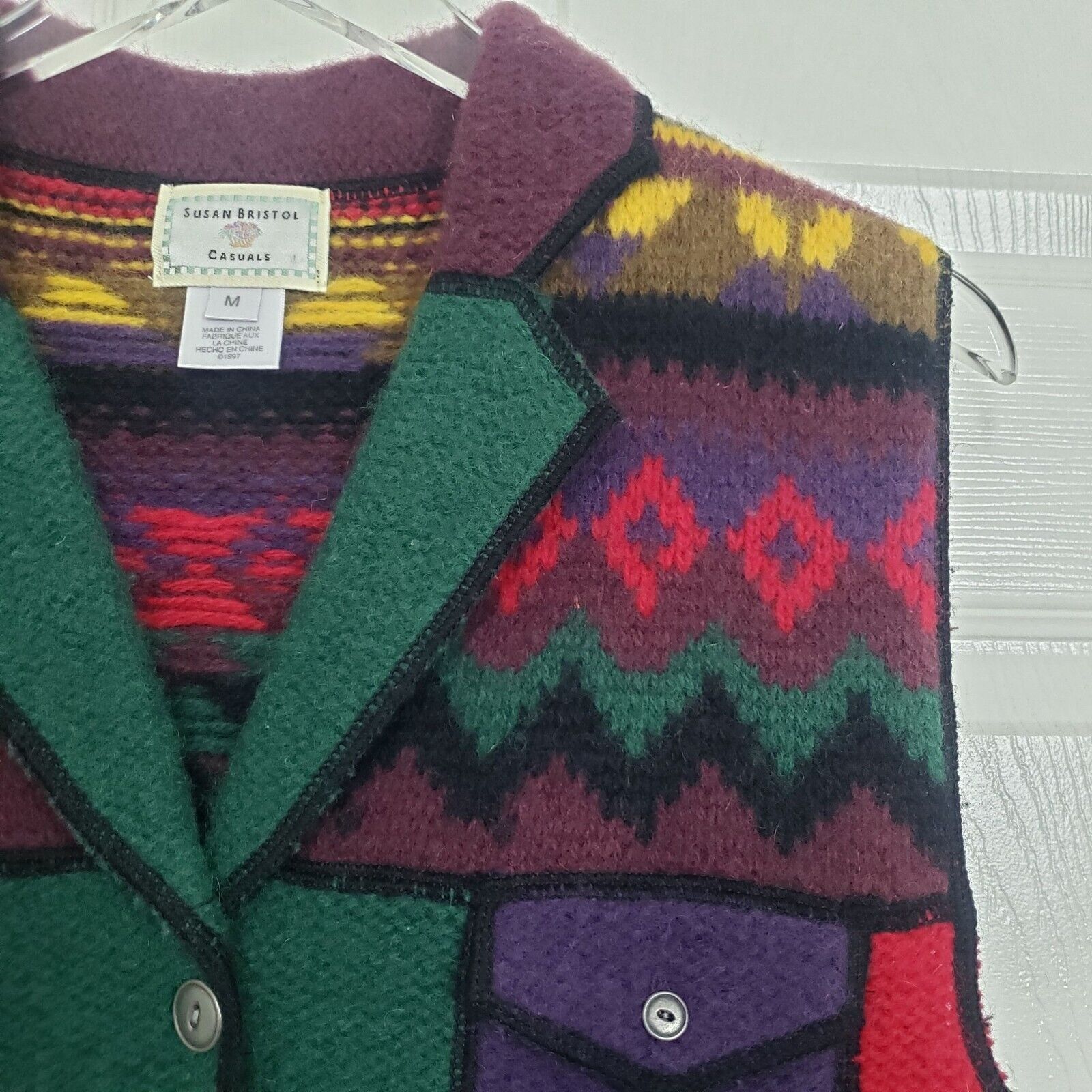 Designer Vintage 90s Wool Western Vest Womens Size Medium Boho Size M / US 6-8 / IT 42-44 - 2 Thumbnail