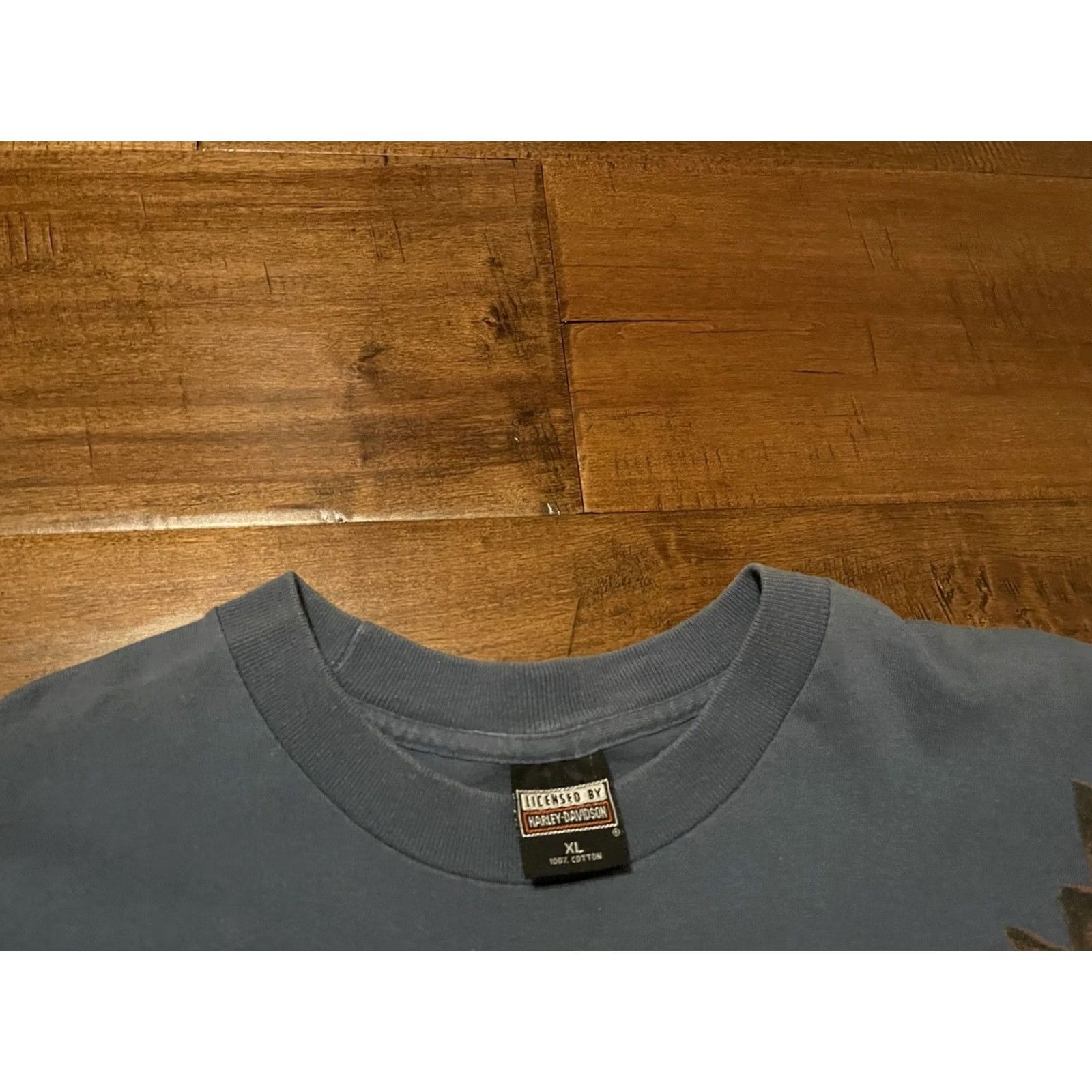 Harley Davidson VINTAGE Harley-Davidson T-Shirt Blue XL Adult Regular Crew Neck 1996 Motorcycles Eagle All Over Print Mens Size US XL / EU 56 / 4 - 3 Thumbnail
