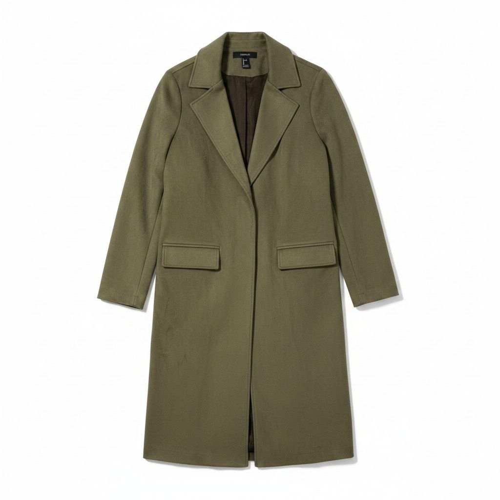 Forever 21 Forever 21 Olive Green Faux Suede Womens S Full Length Coat Size S / US 4 / IT 40 - 1 Thumbnail