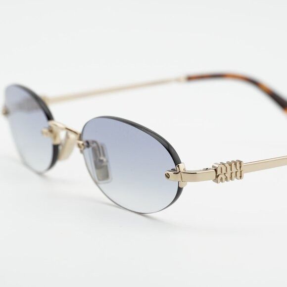 Miu Miu Miu Miu MUA54S ZVN80O Sunglasses Pale Gold Oval Frame Size ONE SIZE - 8 Thumbnail