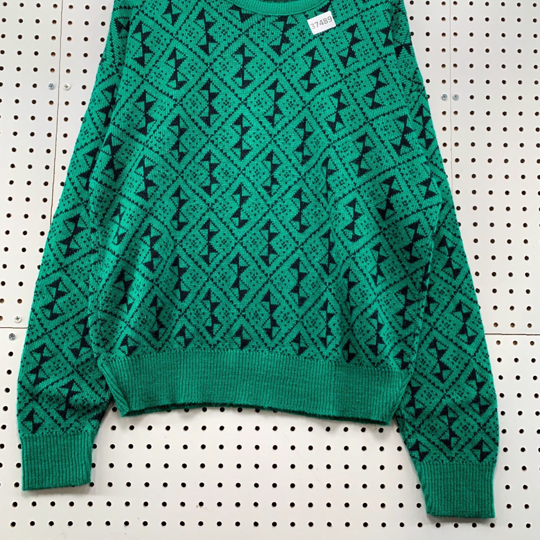 Vintage VINTAGE Jamaica Bay Knit Sweater Mens Large Green Geometric Acrylic USA Pullover Size US L / EU 52-54 / 3 - 6 Thumbnail