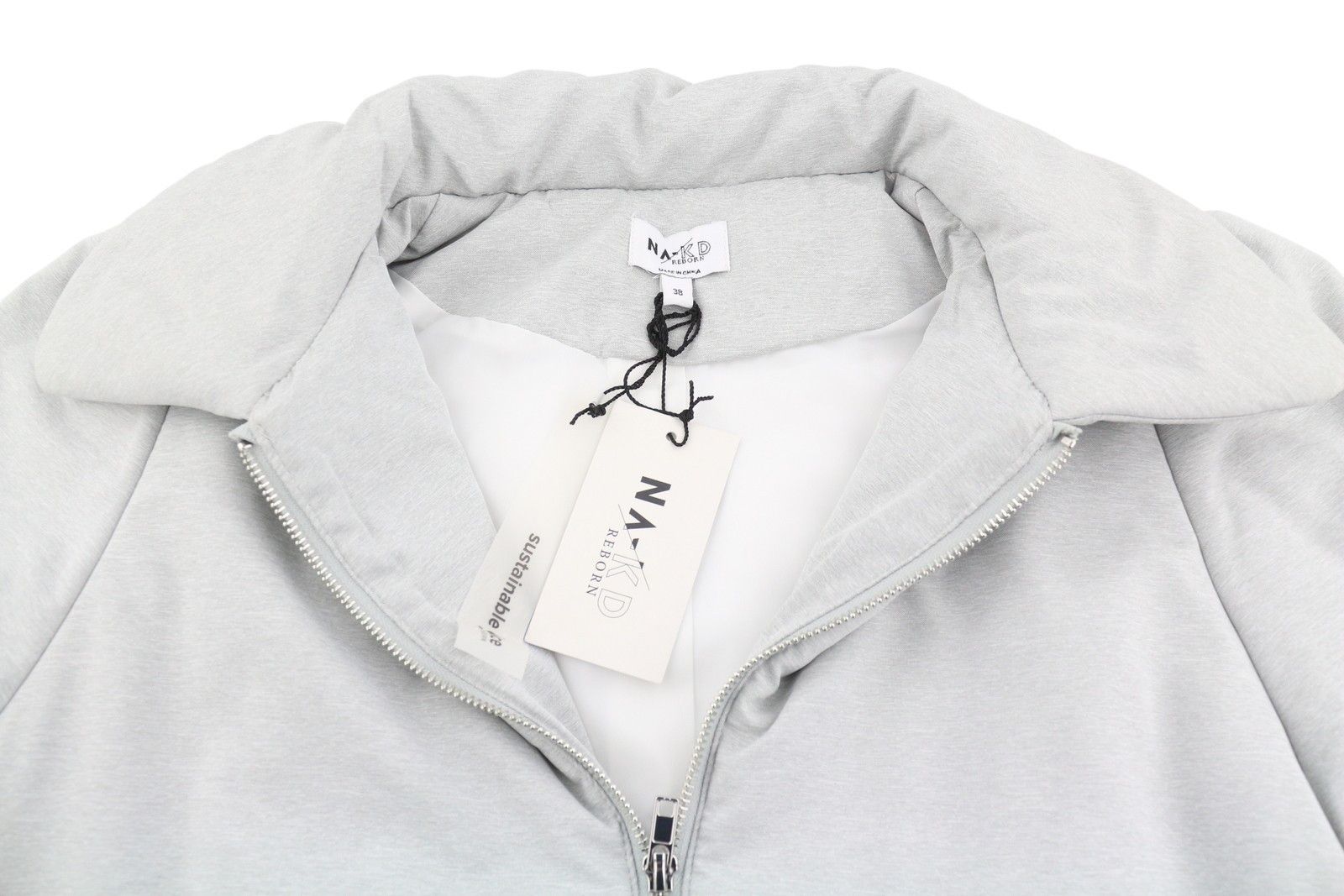 Other MELANGE PADDED EU38 Grey Spread Neck Full Zip 88015 Size M / US 6-8 / IT 42-44 - 5 Thumbnail
