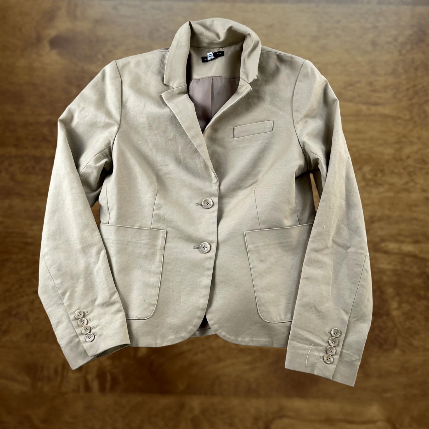 Willi Smith Willi Smith Skirt Suit Womens Medium Beige Two-Button Lined Jacket Skirt Career Set Size 32" / US 10 / IT 46 - 1 Thumbnail