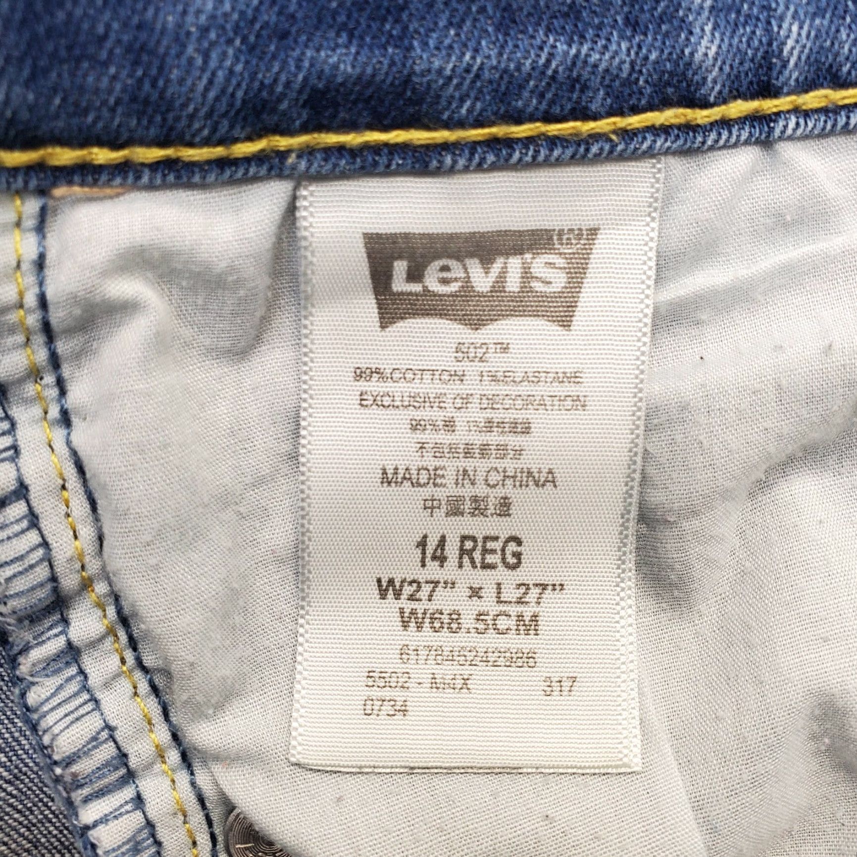 Levi's Levi's 502 Straight Jeans Womens 14 Blue Denim Stretch Regular Fit Distressed Jeans Size 36" / US 14 / IT 50 - 7 Thumbnail