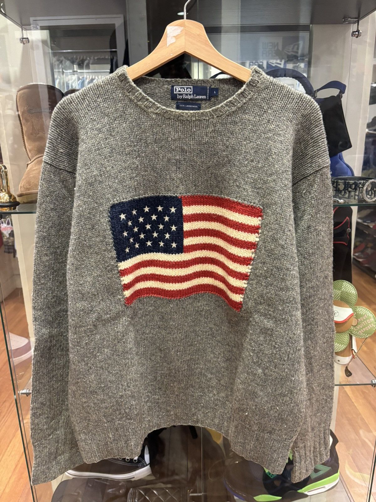 Polo Ralph Lauren Polo Ralph Lauren Grey American Flag Knit Sweater Size US L / EU 52-54 / 3 - 1 Thumbnail